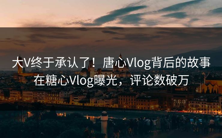 大V终于承认了！唐心Vlog背后的故事在糖心Vlog曝光，评论数破万