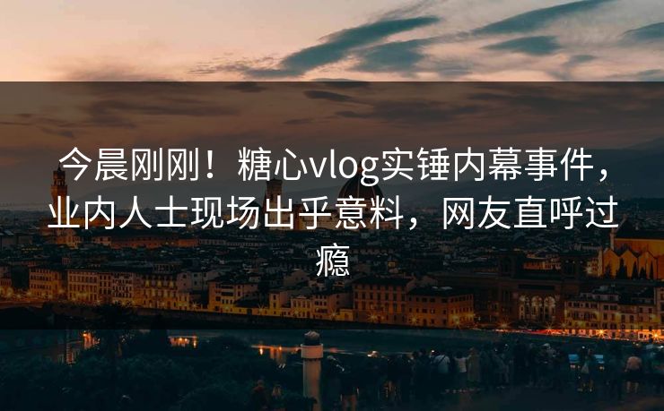 今晨刚刚！糖心vlog实锤内幕事件，业内人士现场出乎意料，网友直呼过瘾