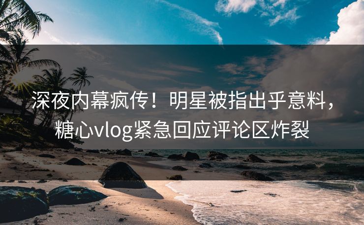 深夜内幕疯传！明星被指出乎意料，糖心vlog紧急回应评论区炸裂