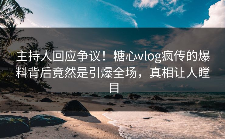 主持人回应争议！糖心vlog疯传的爆料背后竟然是引爆全场，真相让人瞠目