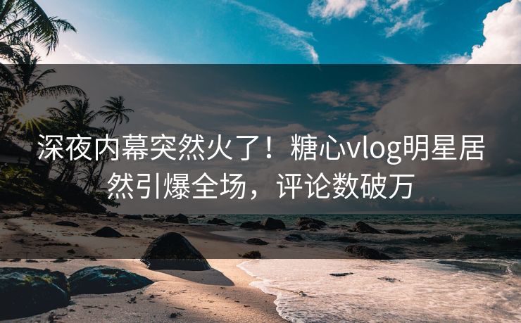 深夜内幕突然火了！糖心vlog明星居然引爆全场，评论数破万