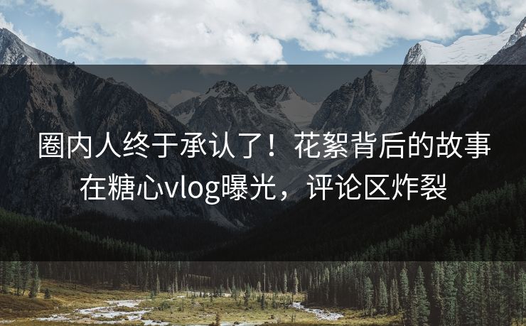 圈内人终于承认了！花絮背后的故事在糖心vlog曝光，评论区炸裂