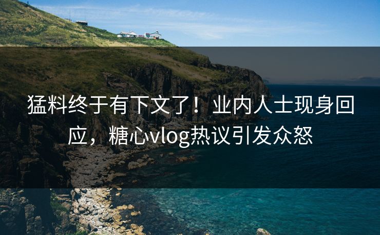 猛料终于有下文了！业内人士现身回应，糖心vlog热议引发众怒