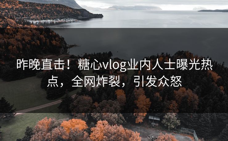 昨晚直击！糖心vlog业内人士曝光热点，全网炸裂，引发众怒