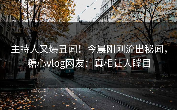 主持人又爆丑闻！今晨刚刚流出秘闻，糖心vlog网友：真相让人瞠目