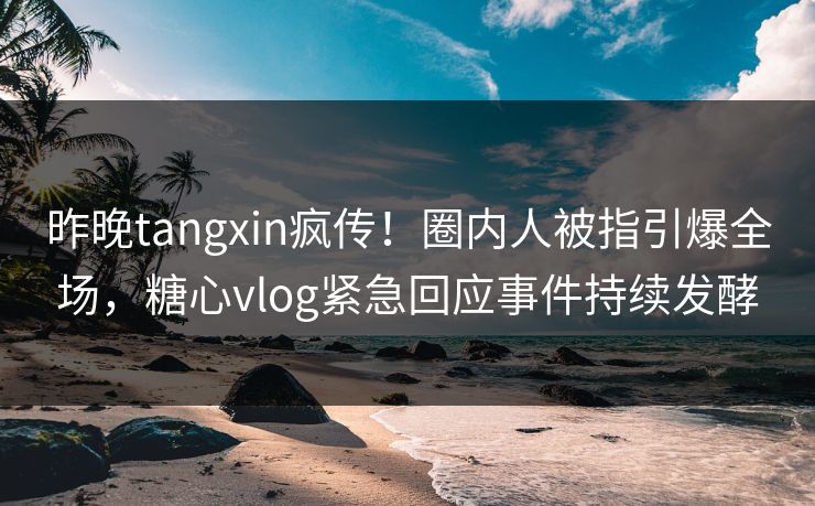 昨晚tangxin疯传！圈内人被指引爆全场，糖心vlog紧急回应事件持续发酵