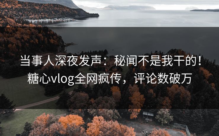 当事人深夜发声：秘闻不是我干的！糖心vlog全网疯传，评论数破万