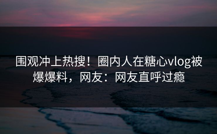 围观冲上热搜！圈内人在糖心vlog被爆爆料，网友：网友直呼过瘾