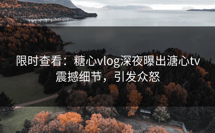 限时查看：糖心vlog深夜曝出溏心tv震撼细节，引发众怒