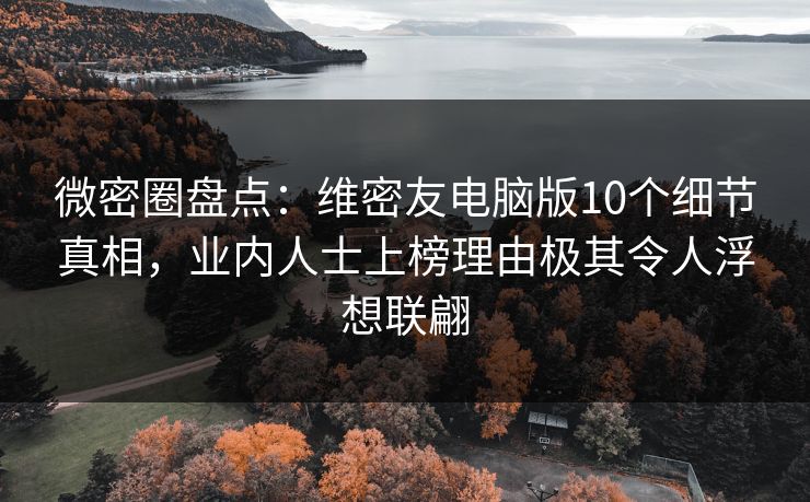 微密圈盘点：维密友电脑版10个细节真相，业内人士上榜理由极其令人浮想联翩